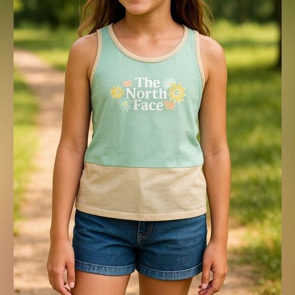 The North Face Other - The North Face Girls XL 18 Tank Top Mint Green Cream Boho Floral Summer